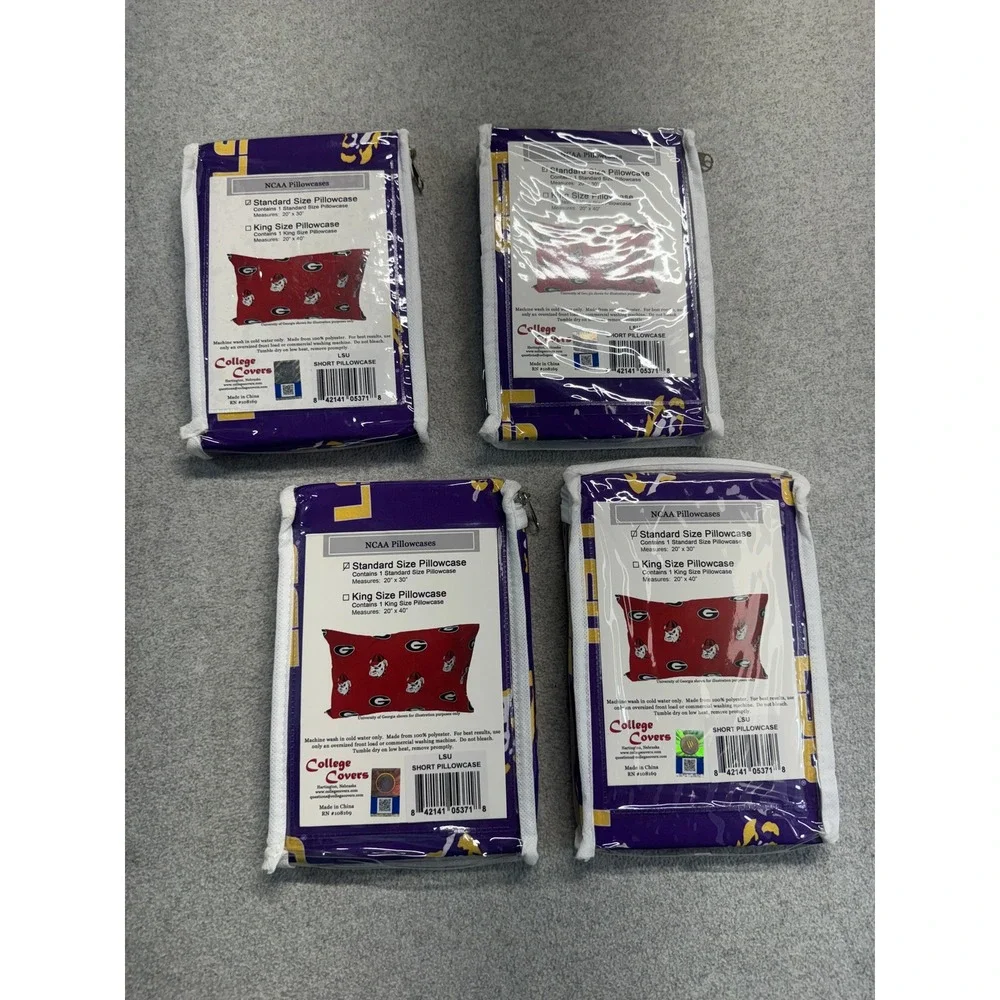 LSU Tigers NCAA Standard Pillowcase Purple Gold Team Logo College Covers NIP‎